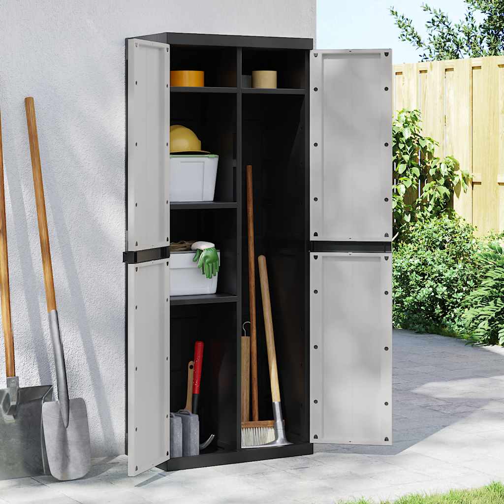 Meuble De Rangement | Armoire De Rangement D'extérieur Gris Et Noir 65x37x165 Cm Pp