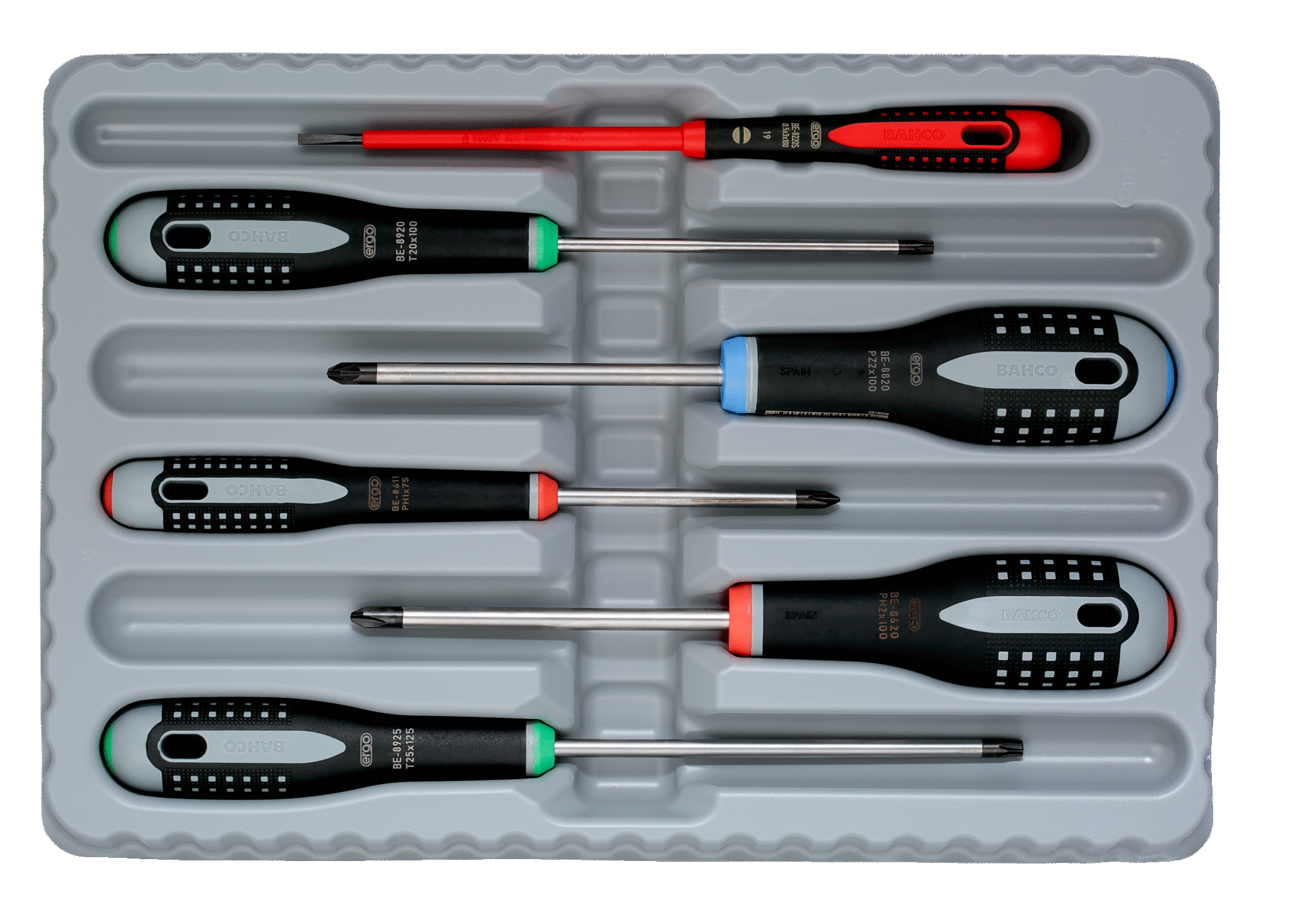 Jeu De 6 Tournevis Ergo Pour Vis À Fente, Vis Phillips, Pozidriv Et Torx Avec Poignée En Caoutchouc Be-9871 Bahco
