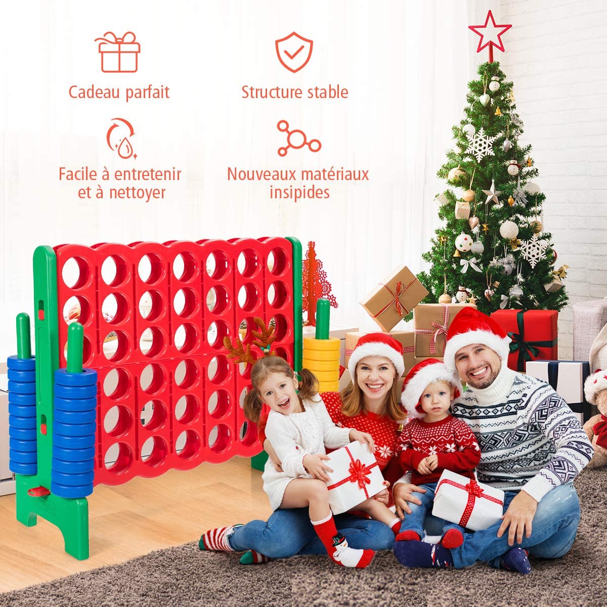 Costway Jeux Puissance 4 Géant Pour Enfant Jeu De Société Pour Familles