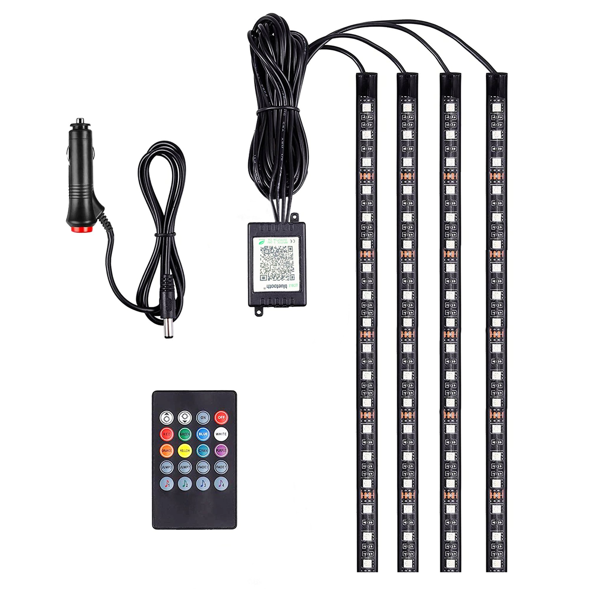 Car Interior Waterproof Remote Control RGB LED Strip Lights