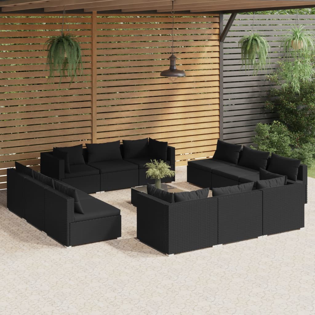 2 Chaises De Jardin En Résine Tressée Noire Avec Coussin Blanc - Cadre Acier, Confortables Et Résistantes Aux Intempéries