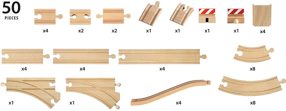 Brio Rails De Train En Bois 50 Pcs 33772
