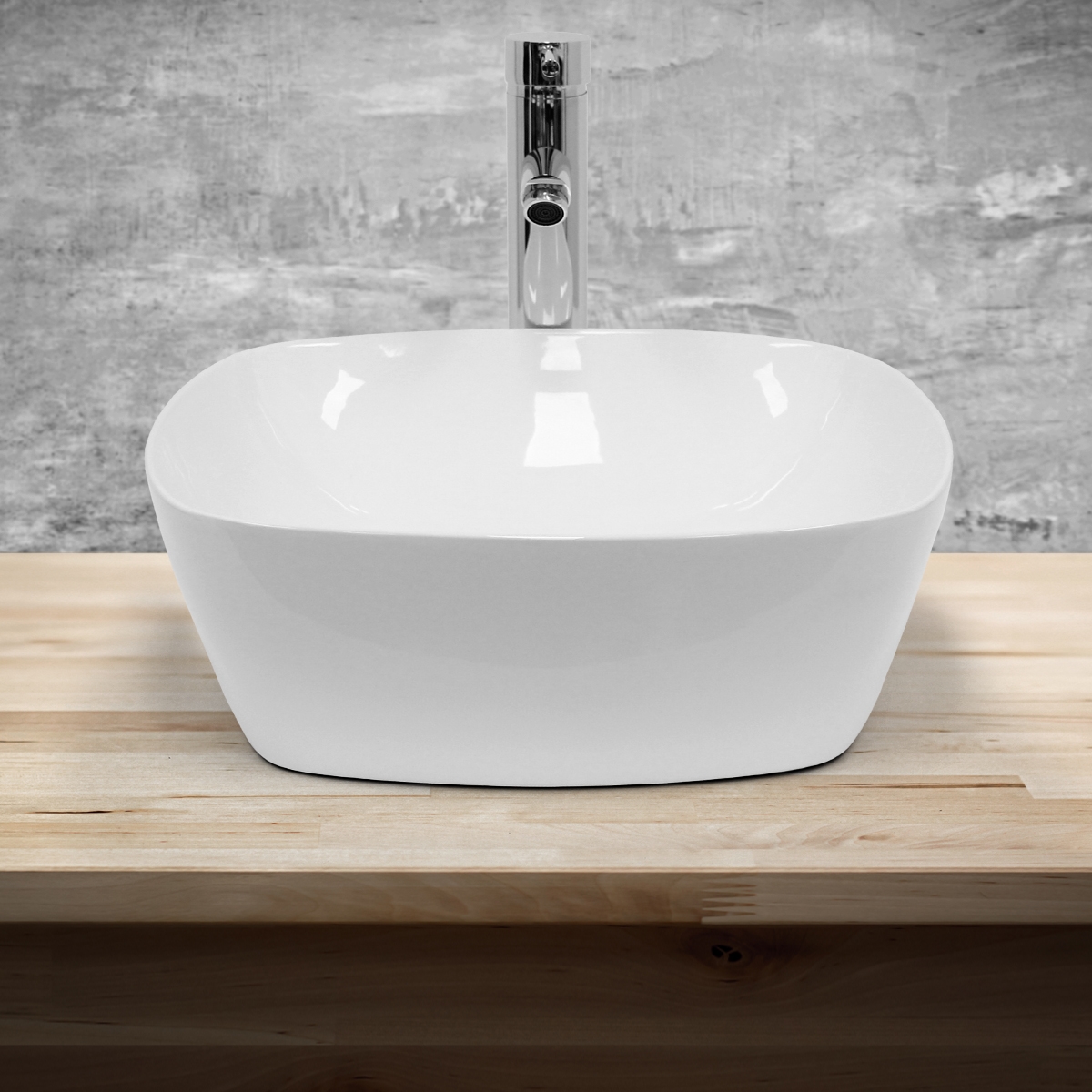 Vasque En Céramique Blanc Carré Avec Bonde De Vidage Salle De Bain 405x140 Mm