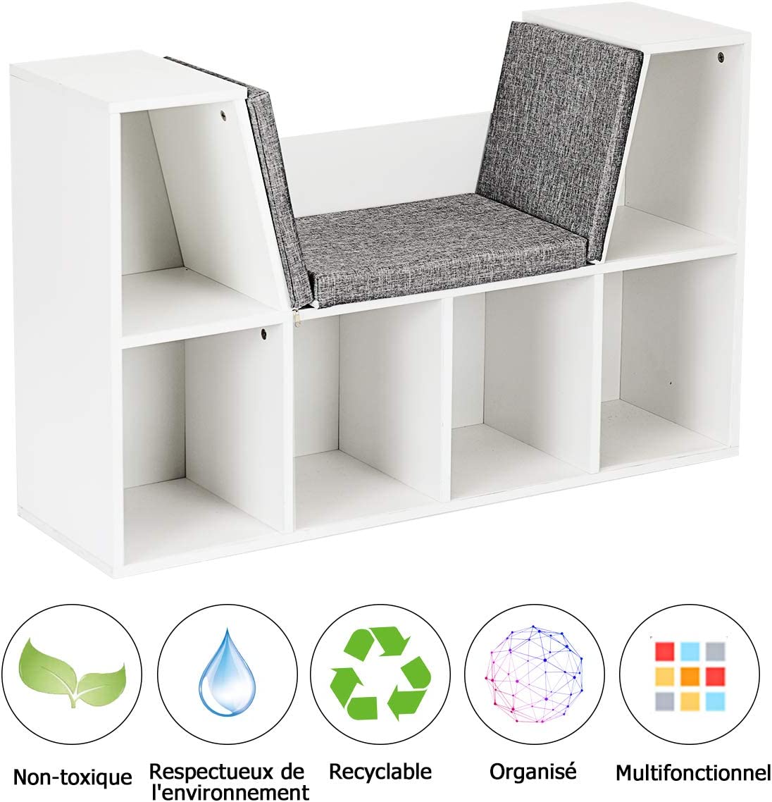Costway Bibliothèque,meuble De Rangement En Bois Avec 6 Compartiments