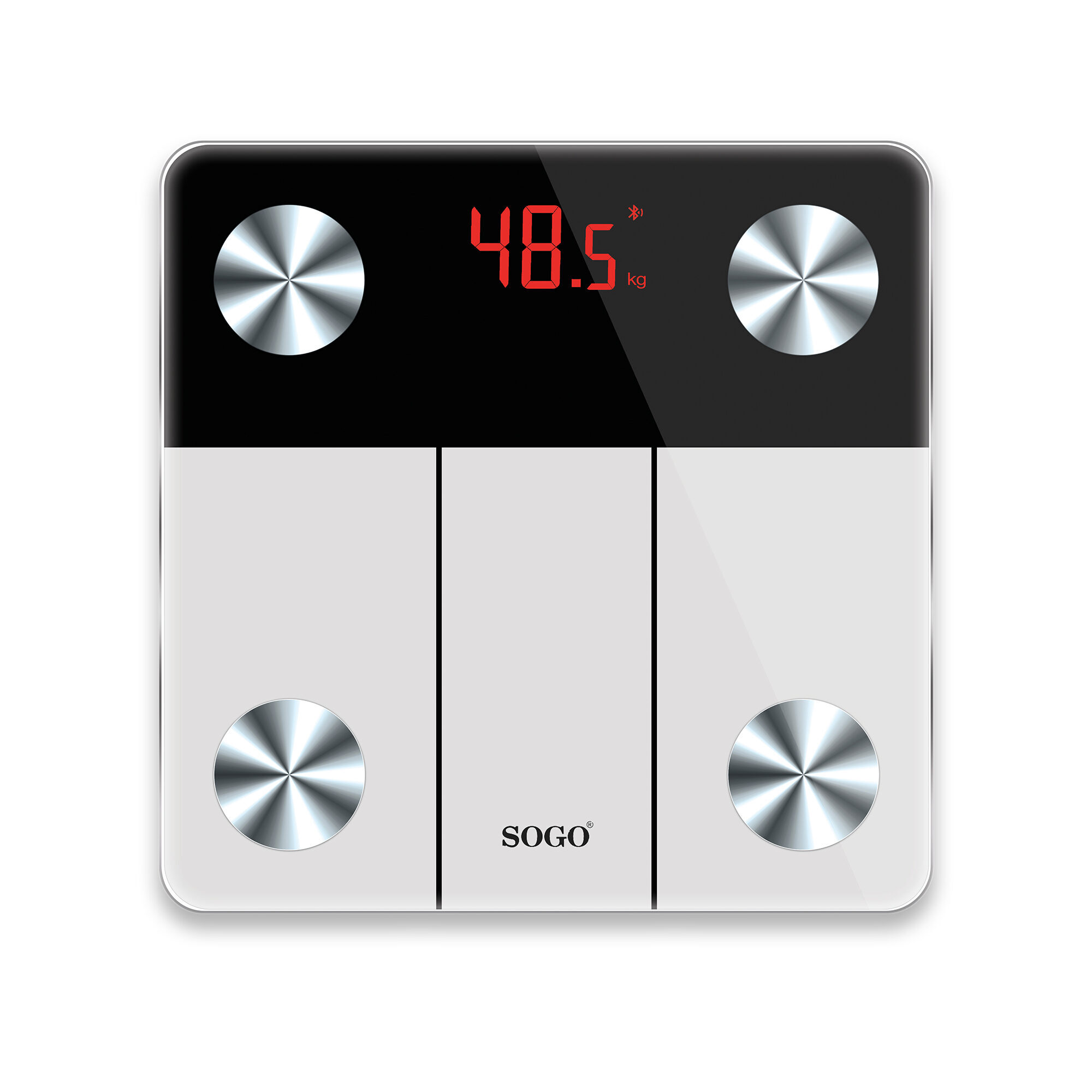 Image of SOGO Bilancia Pesapersone Intelligente 180kg – Analisi Massa Corporea, App iOS/Android, Display LED, Vetro Resistente, Auto Spegnimento
