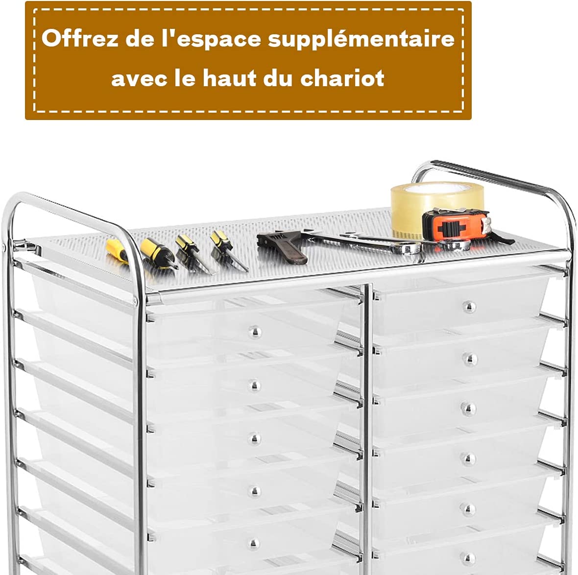 Coatway Tour De Rangement Sur Roulettes Avec 20 Tiroirs 64 X 39 X 88 Cm
