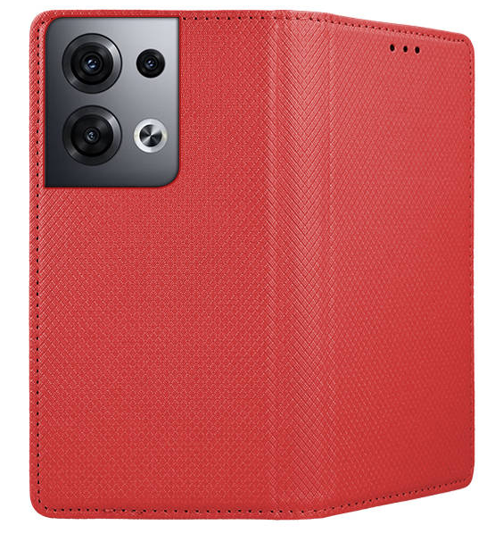 Housse Pour Oppo Reno 8 5g - Etui Coque Pochette Portefeuille + Film Ecran - Rouge Magnet