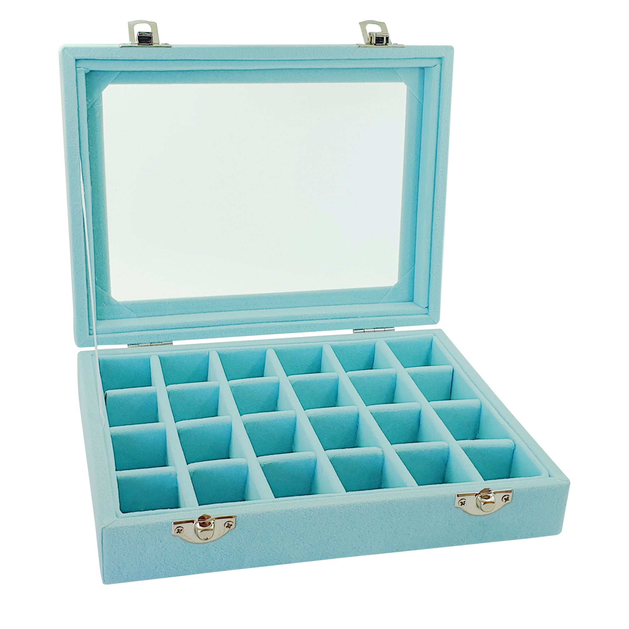 24 Slots Velvet Jewelry Display Tray-Blue