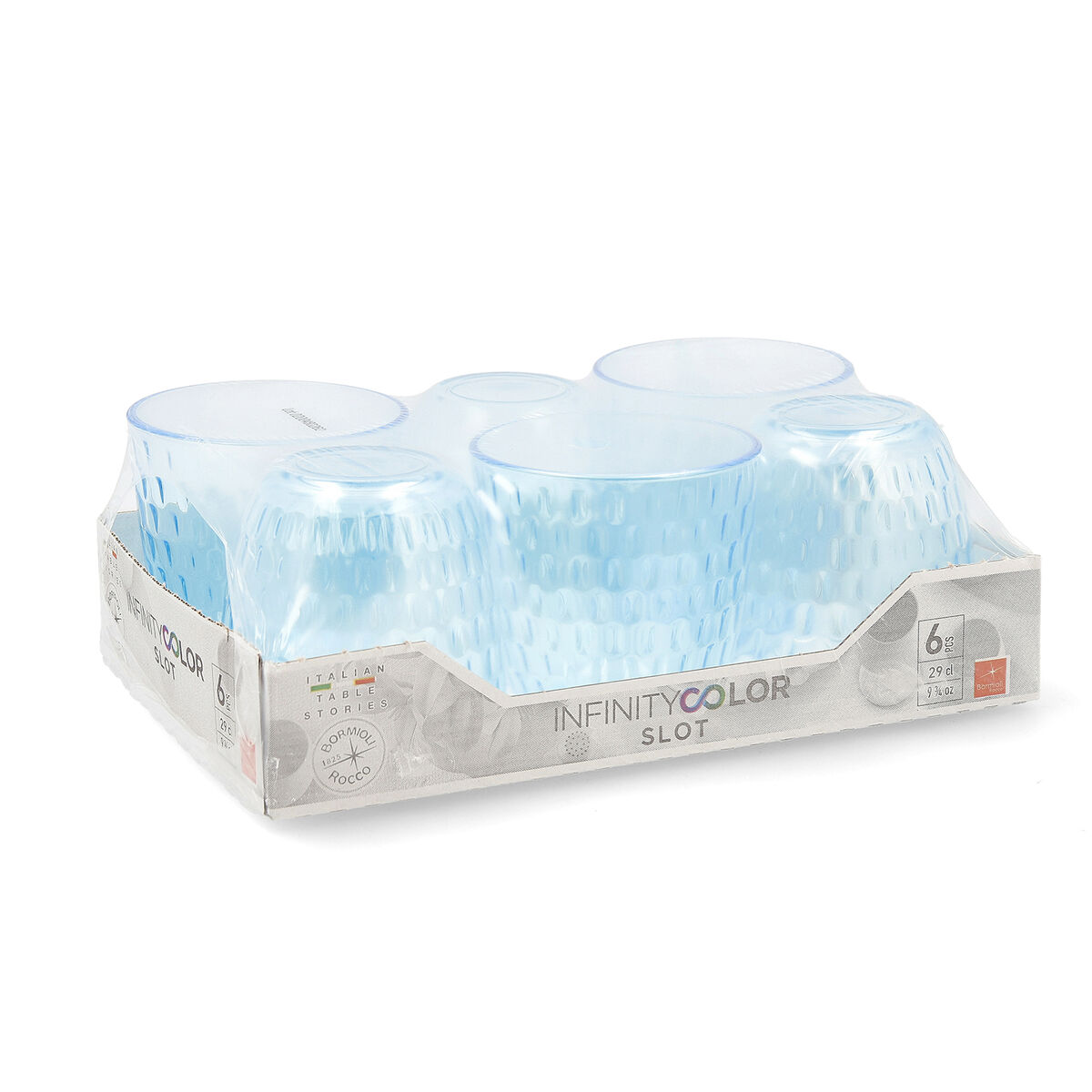 Set De Verres Bormioli Rocco Slot Bleu 6 Unités Avec Relief Verre 290 Ml