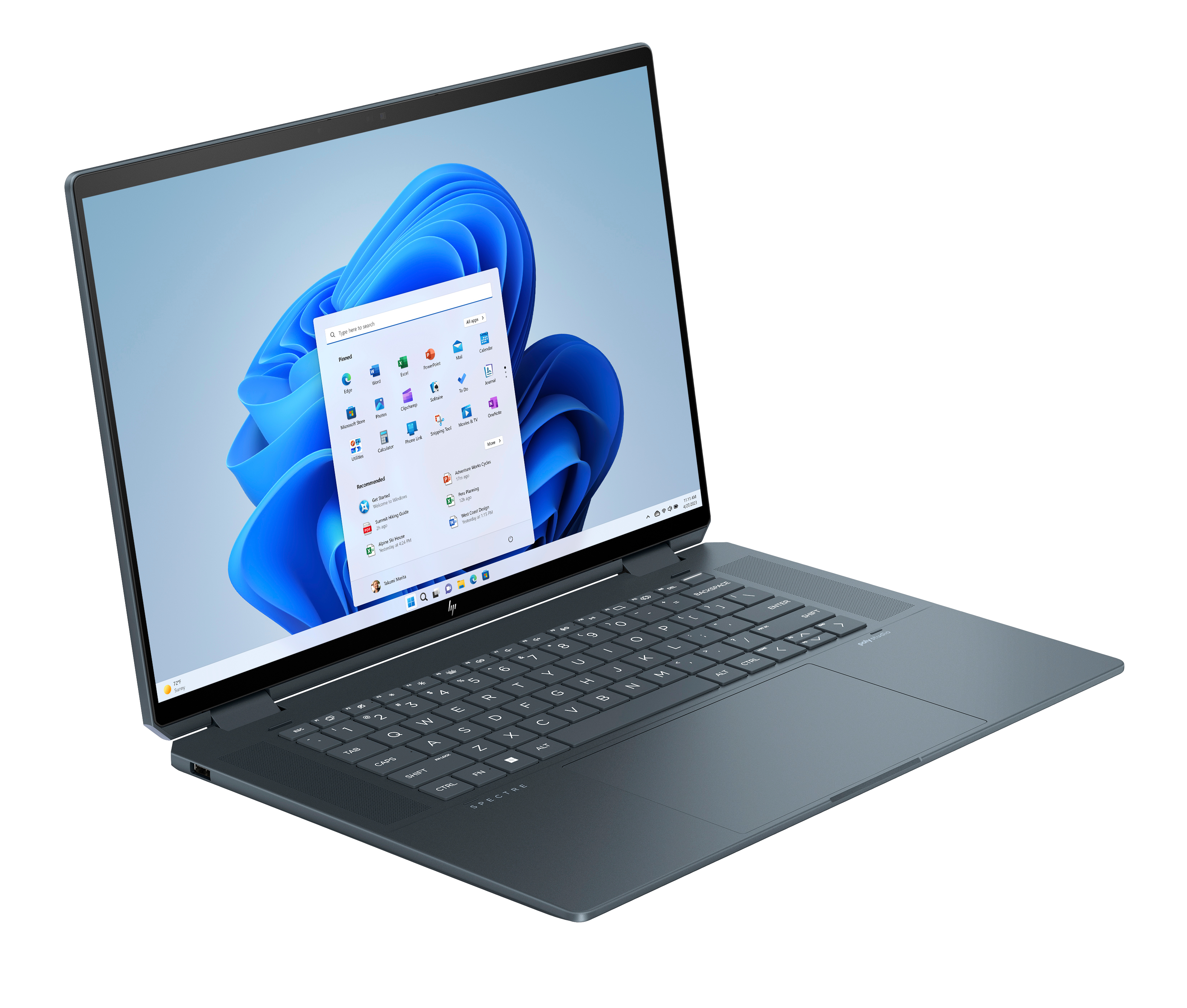 HP Spectre x360 16-aa0008nf Intel Core Ultra 7 155H Híbrido (2-en-1) 40,6 cm (16'') Pantalla táctil 2.8K 32 GB LPDDR5x-SDRAM 2 TB SSD Wi-Fi 7 (802.11be) Windows 11 Home AI PC Azul