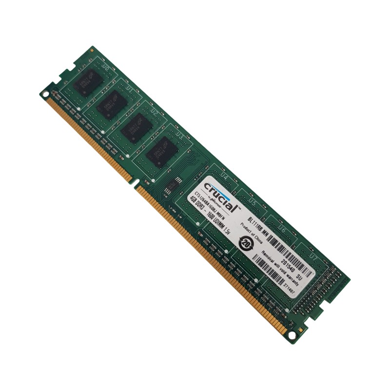 Crucial 4Go Ram Ddr3 Ct51264Ba160Bj.M8Fn Dimm Pc3-12800U 1Rx8 - Très Bon État