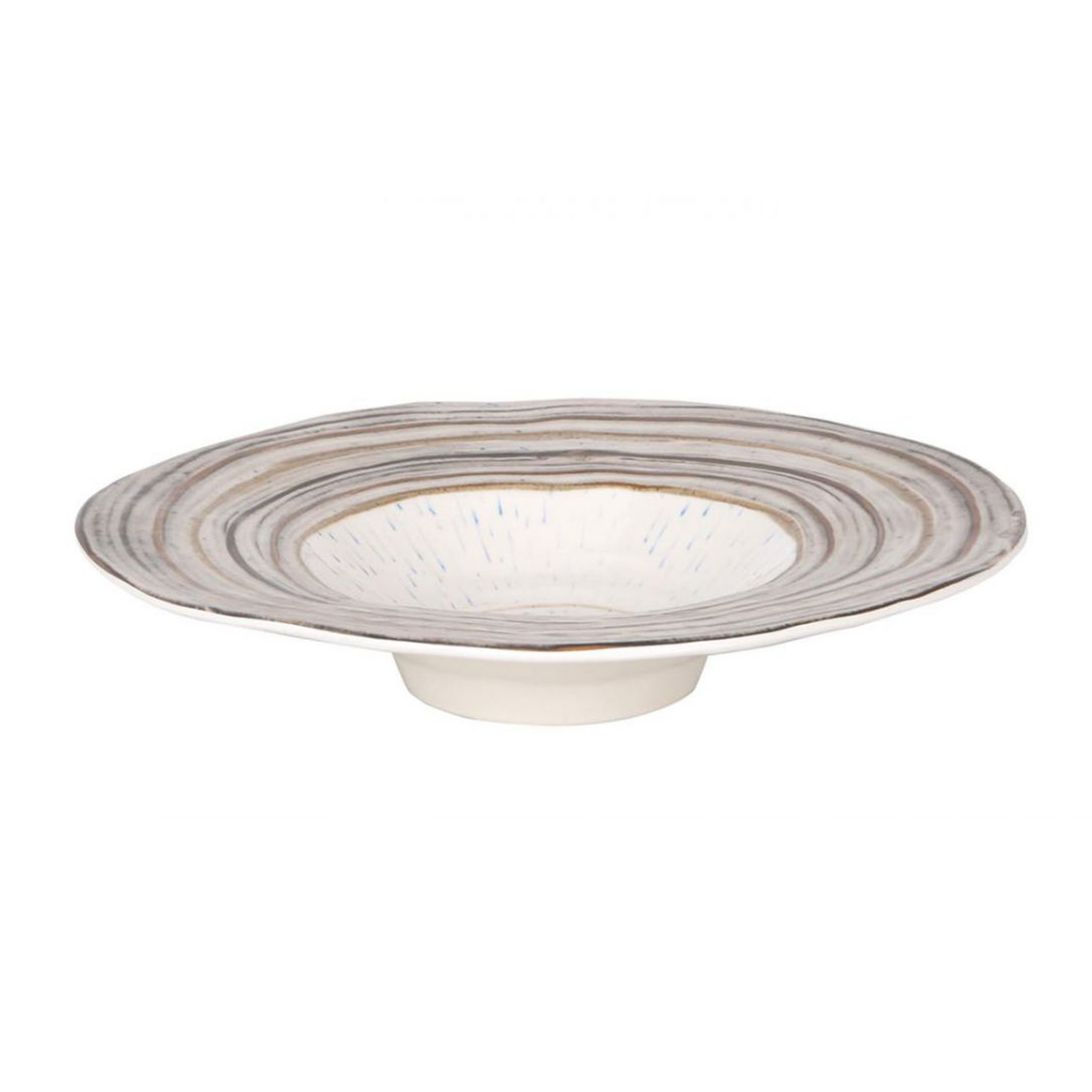 Lot De 6 Assiettes Rondes Dian 430g, Plat Creuse En Porcelaine Beige Motif En Anneau -d 27 X H 5,5cm
