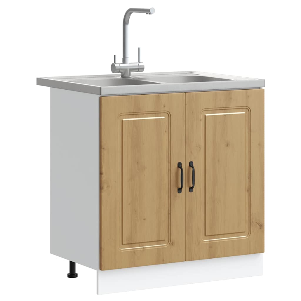 Meuble De Rangement | Armoire De Cuisine Kalmar 2 Pcs Marron 80 X 46 X 81.5 Cm