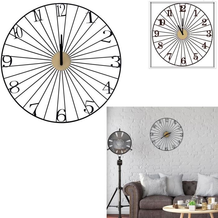 Table Basse Horloge Lounge HOME DECO FACTORY - Plateau Verre 70x70 Cm - Design Salon Moderne