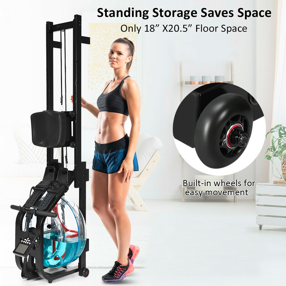 Rameur À Eau Clover Fitness Aquarower Cf223 - Ecran Lcd - 16 Niveaux De Résistance