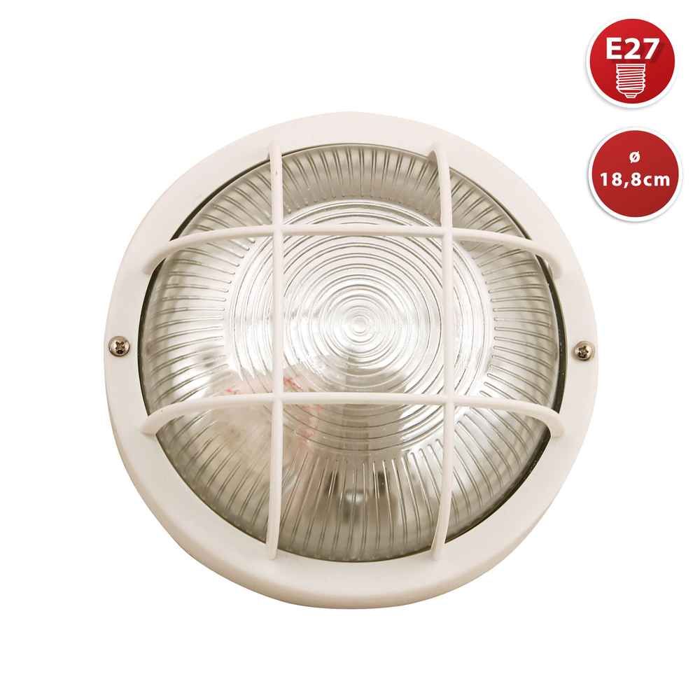 Bubble: Hublot Rond En Verre Et Plastique. E27 Max 60w - Blanc