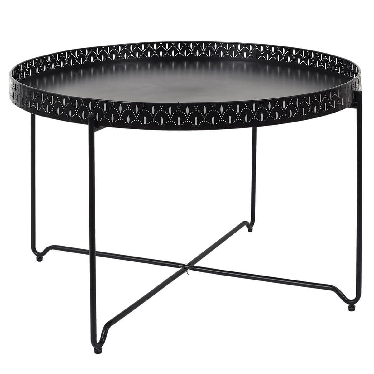 Plato - Table D'appoint Noire Plateau Rond 78cm