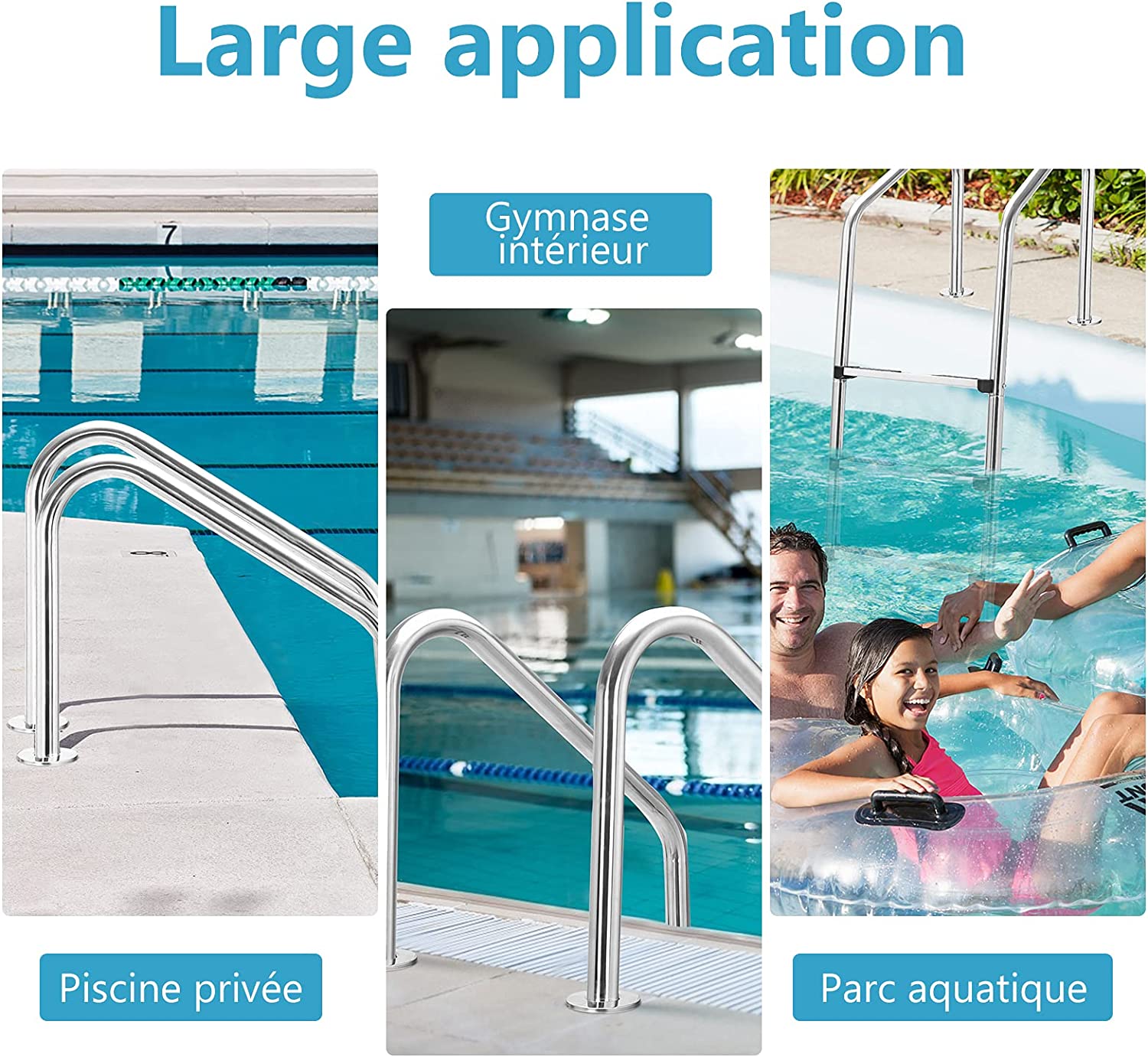 Costway Échelle De Piscine À 3 Niveaux 147cm En Acier Inoxydable Avec Marches Antidérapantes
