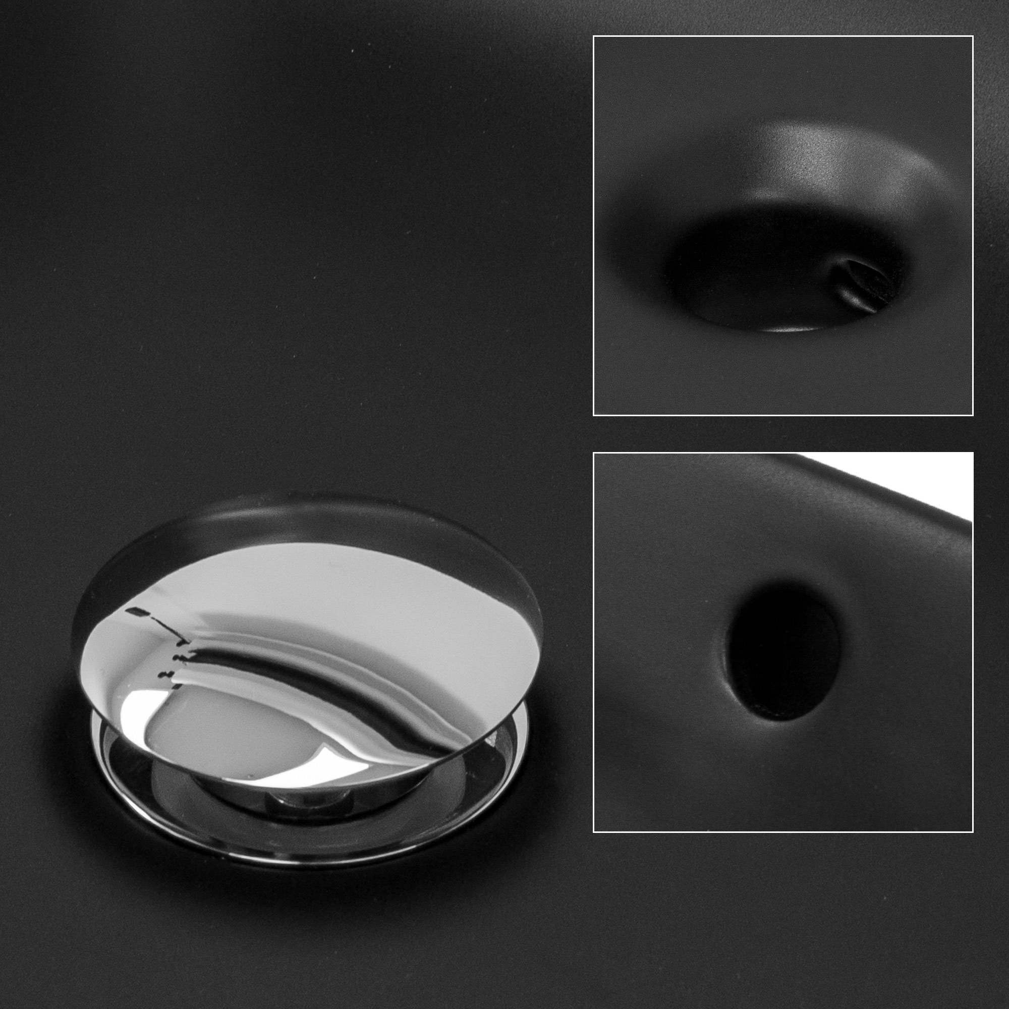 Lavabo En Céramique Noir Lave-mains Avec Garniture De Vidage 590x380x190 Mm