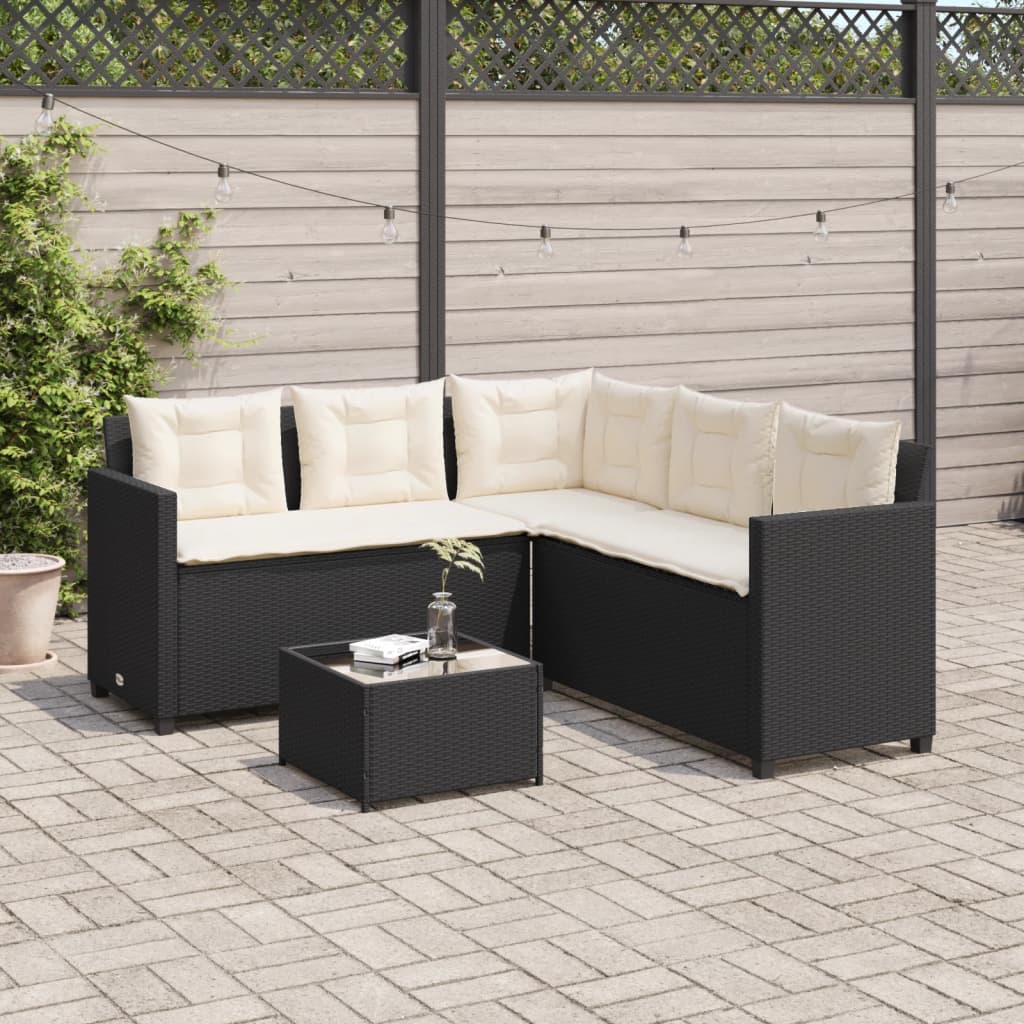 Canapé De Jardin Avec Table Et Coussins En Forme De L Noir