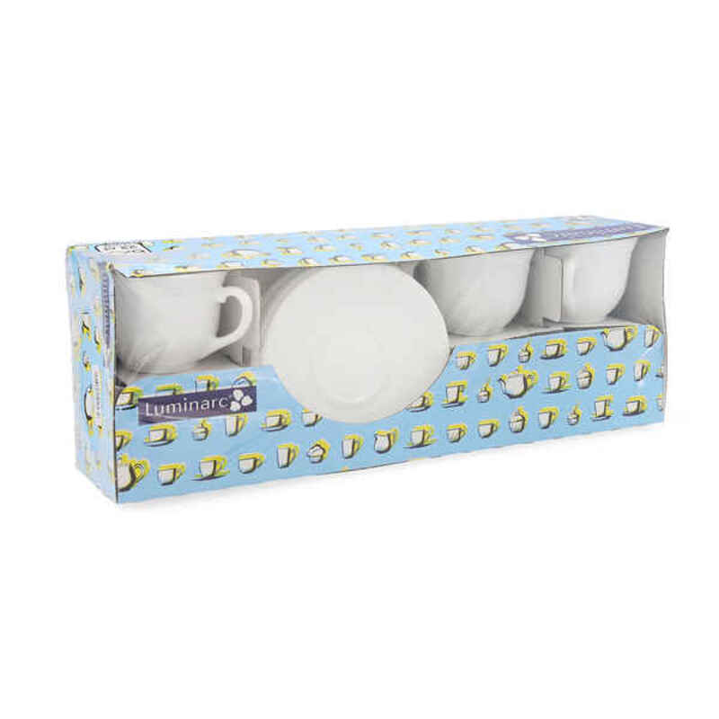 Lot De Tasses Avec Soucoupes Luminarc Trianon (6 Pcs) Blanc Verre 22 Cl