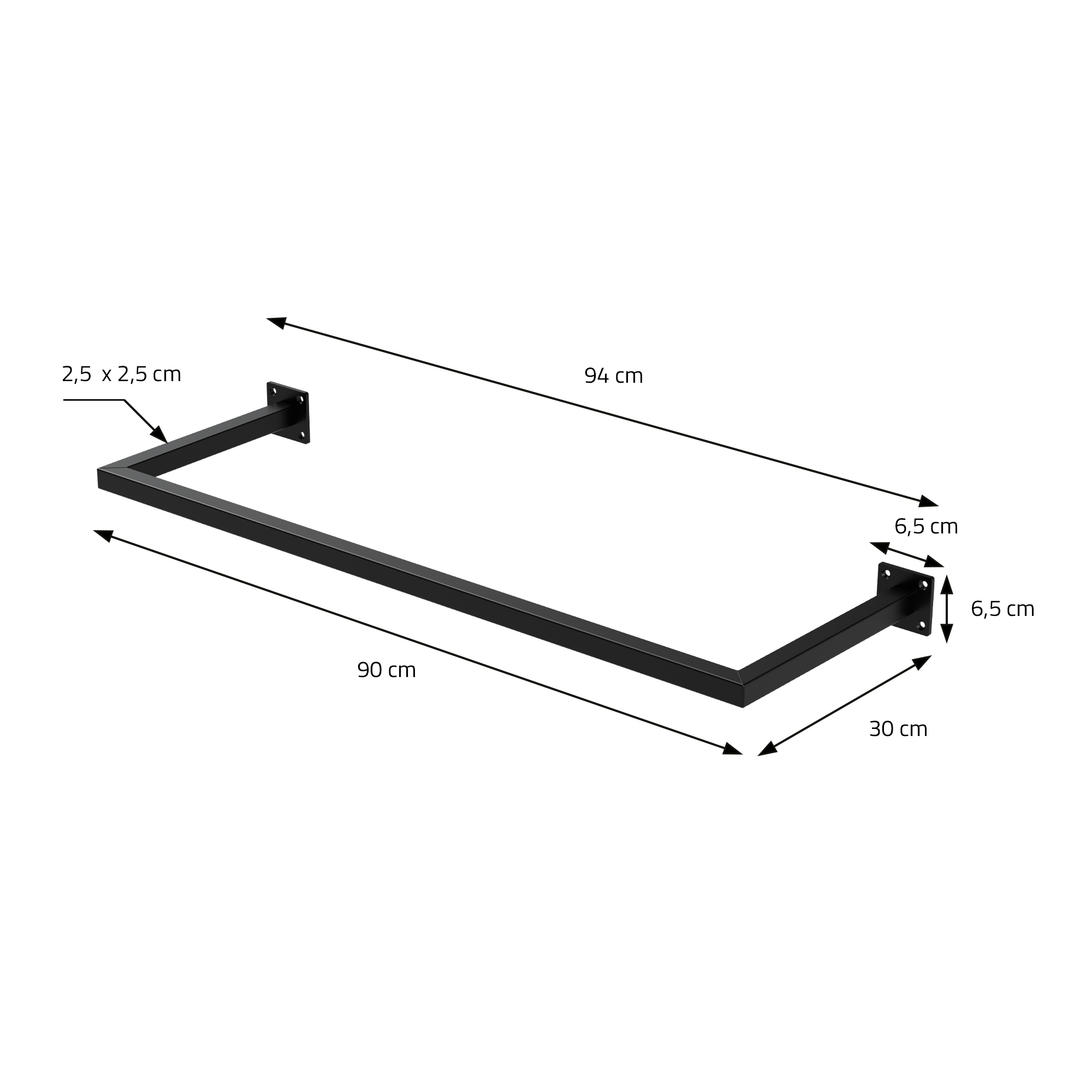 Tringle À Vêtements Tringle De Support Noir Montage Mural Porte-manteau 90x30 Cm