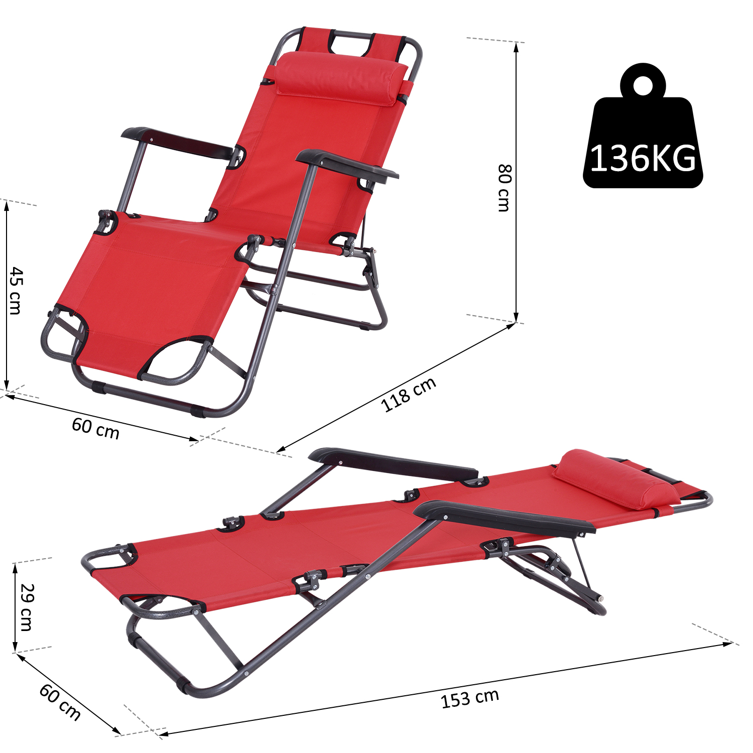 Chaise Longue Transat 2 En 1 Pliant à Prix Carrefour