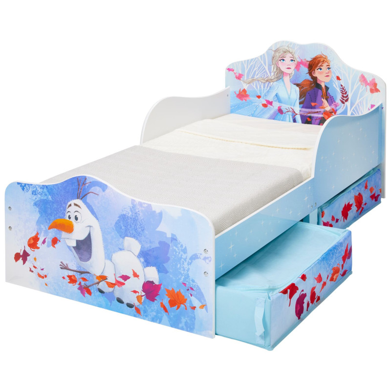Lit Enfant Reine Des Neiges 2 Avec Tiroirs De Rangement Disney + Matelas