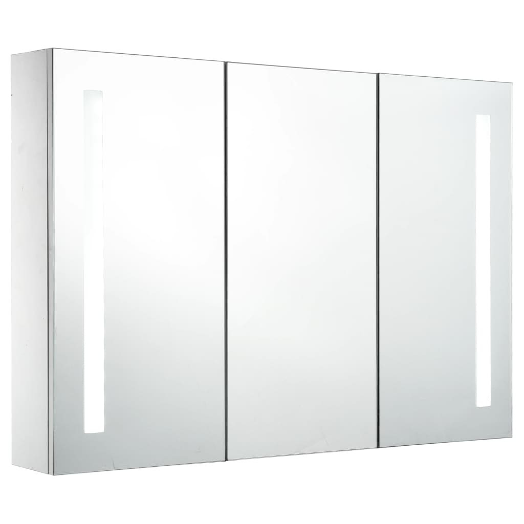 Armoire Salle De Bain Avec Miroir Anti-buée Et éclairage LED - 60x15x80 Cm, étagères Réglables, 3 Tons De Lumière