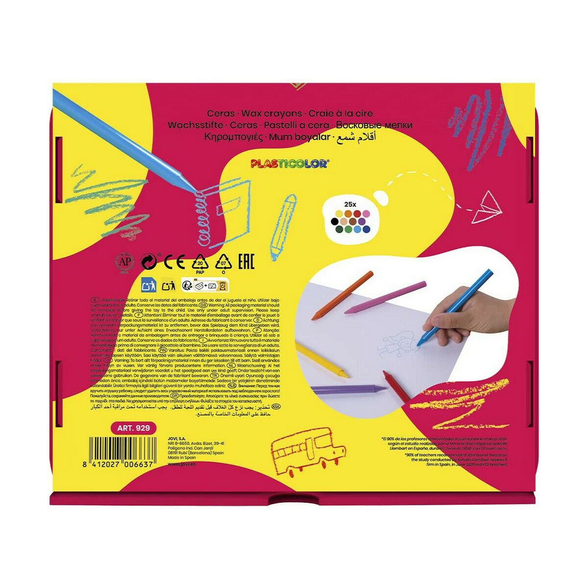 Crayons Gras De Couleur Jovi Plasticolor Caisse 300 Unités