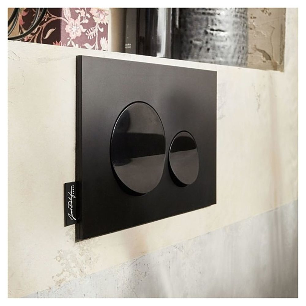 Plaque De Commande Jacob Delafon, Double Touches Rondes Noir Brillant