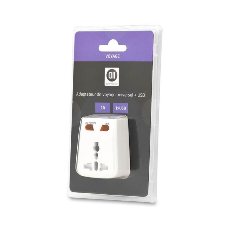Adaptateur Multi Pays 1usb 1a Blanc