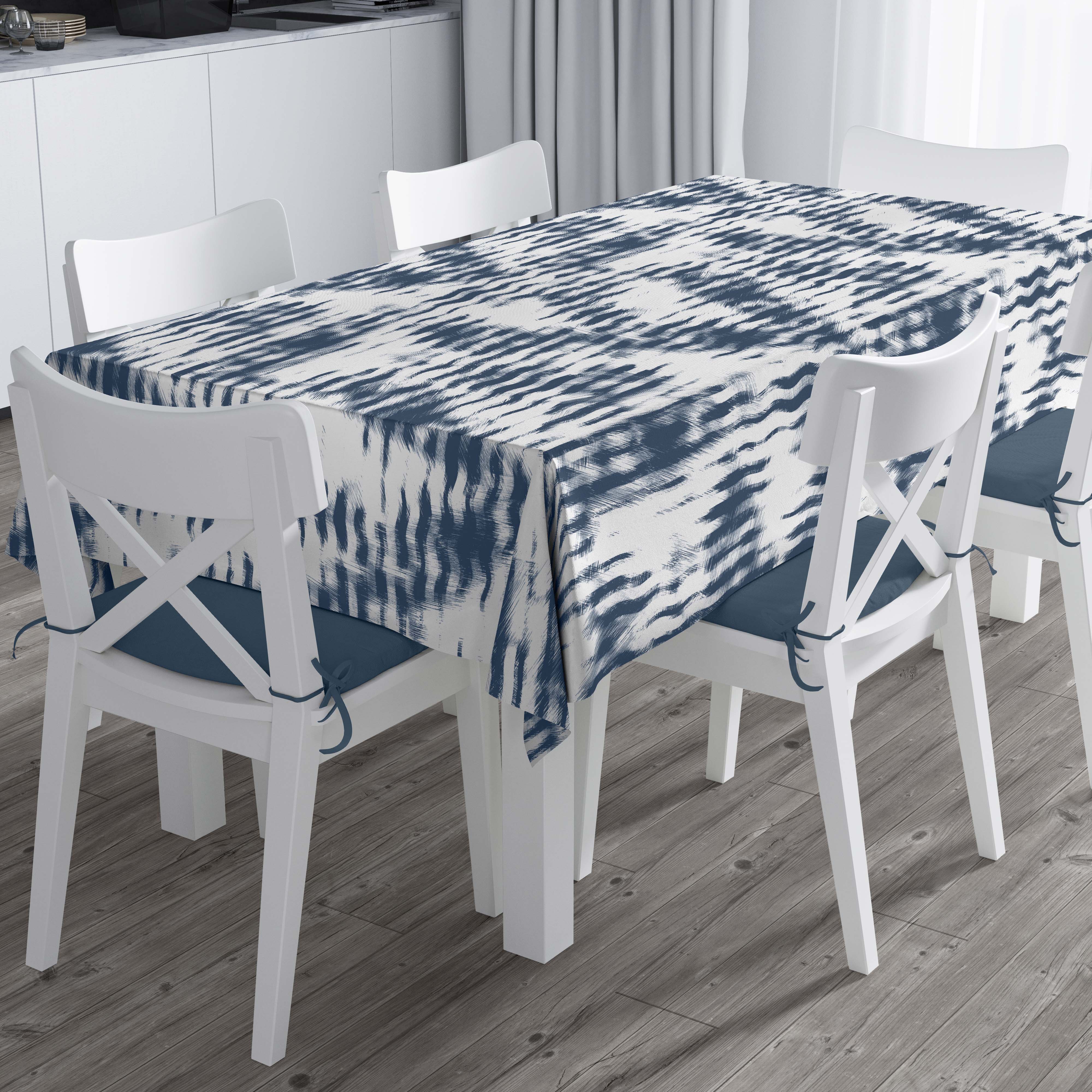 Sandal - Nappe En Tissu Imprime Éet Antitache - Nappe Pour Intérieur Et Extérieur - Mesures 140x200 - Waves Blue
