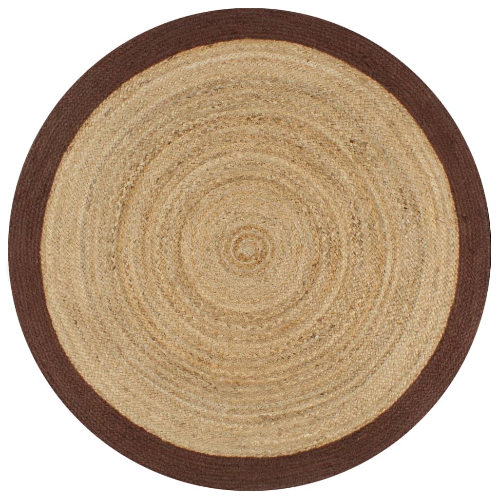 Vidaxl Tapis Fait À La Main Jute Avec Bord Marron 90 Cm