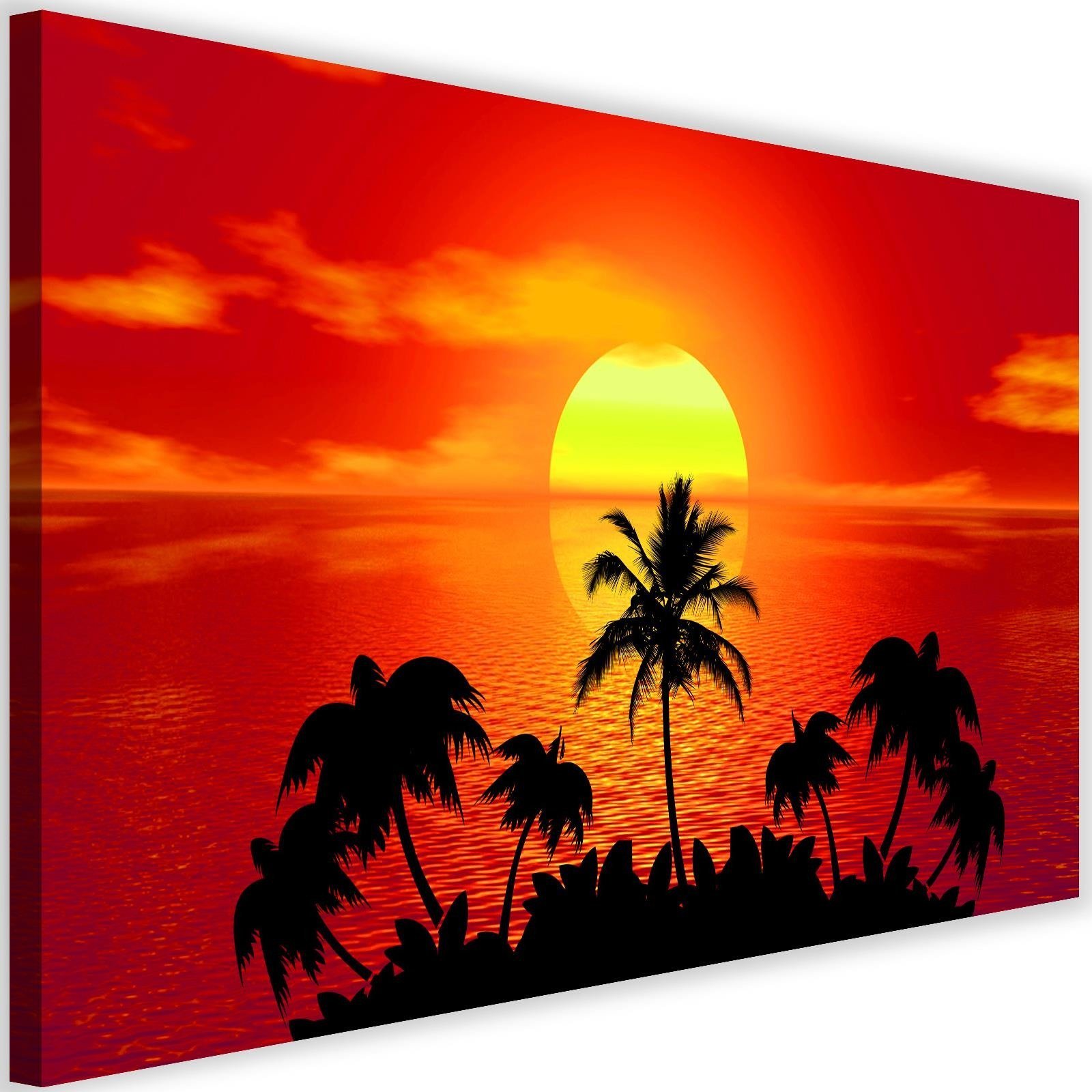 Tableau Coucher De Soleil Avec Palmiers 4 - 60 X 40 Cm à Prix Carrefour