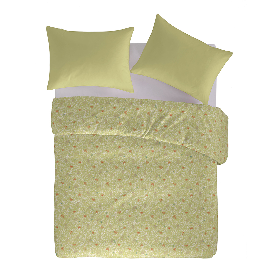 Housse De Couette Essix 140x200 Cm Coton Batik Jaune Savane - Réversible Douce Et Confortable