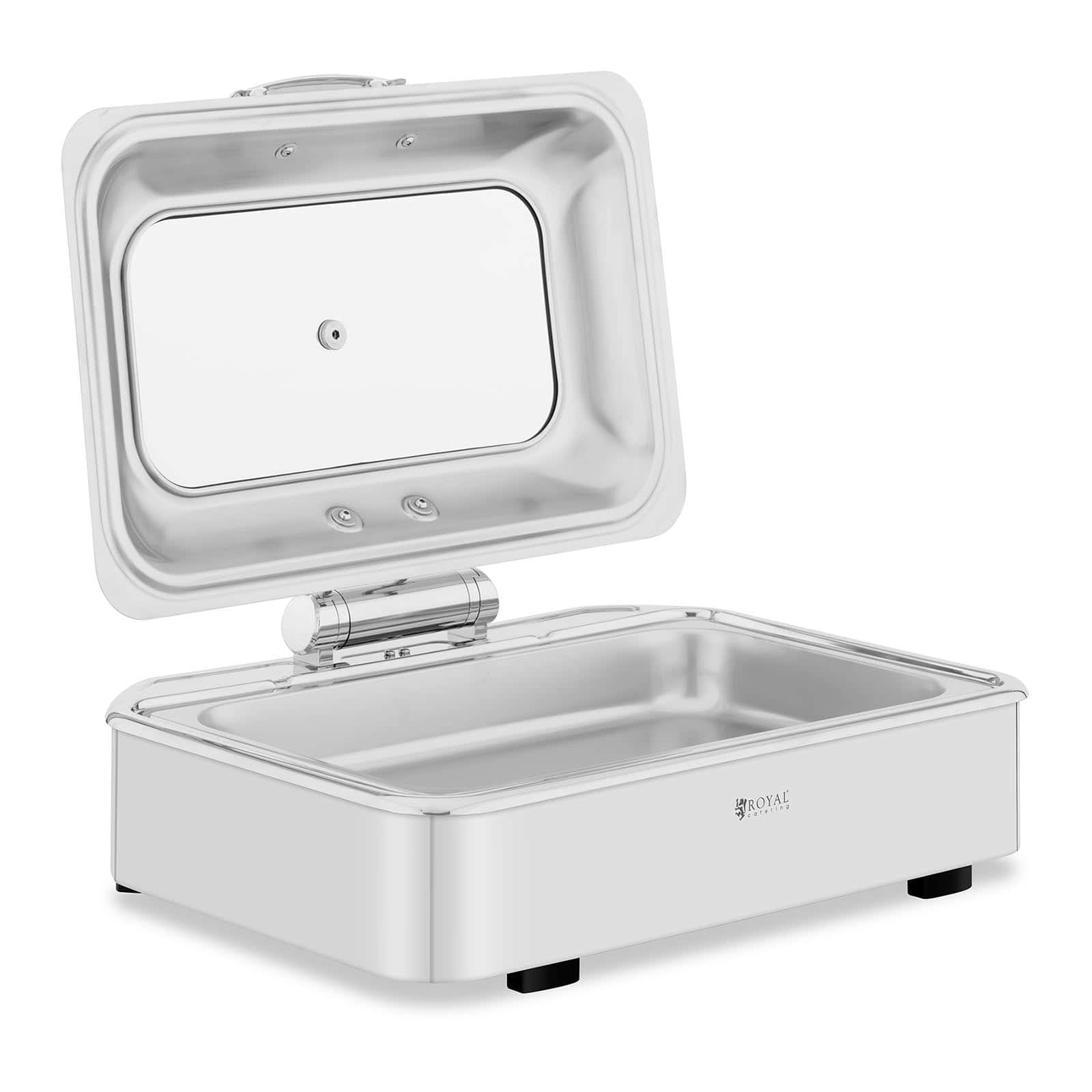 Chafing Dish Gn 1/1 Professionnel À Fond Plat (acier Inoxydable, Verre Trempé, 8,5 14_0004233
