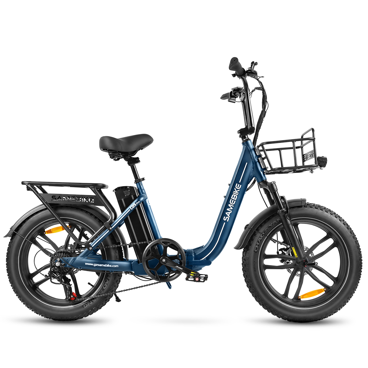 Vélo Électrique Pliable Samebike C05 Pro Step-through, 500 W, 36 V, 13 Ah, Gros Pneu, Bleu Foncé