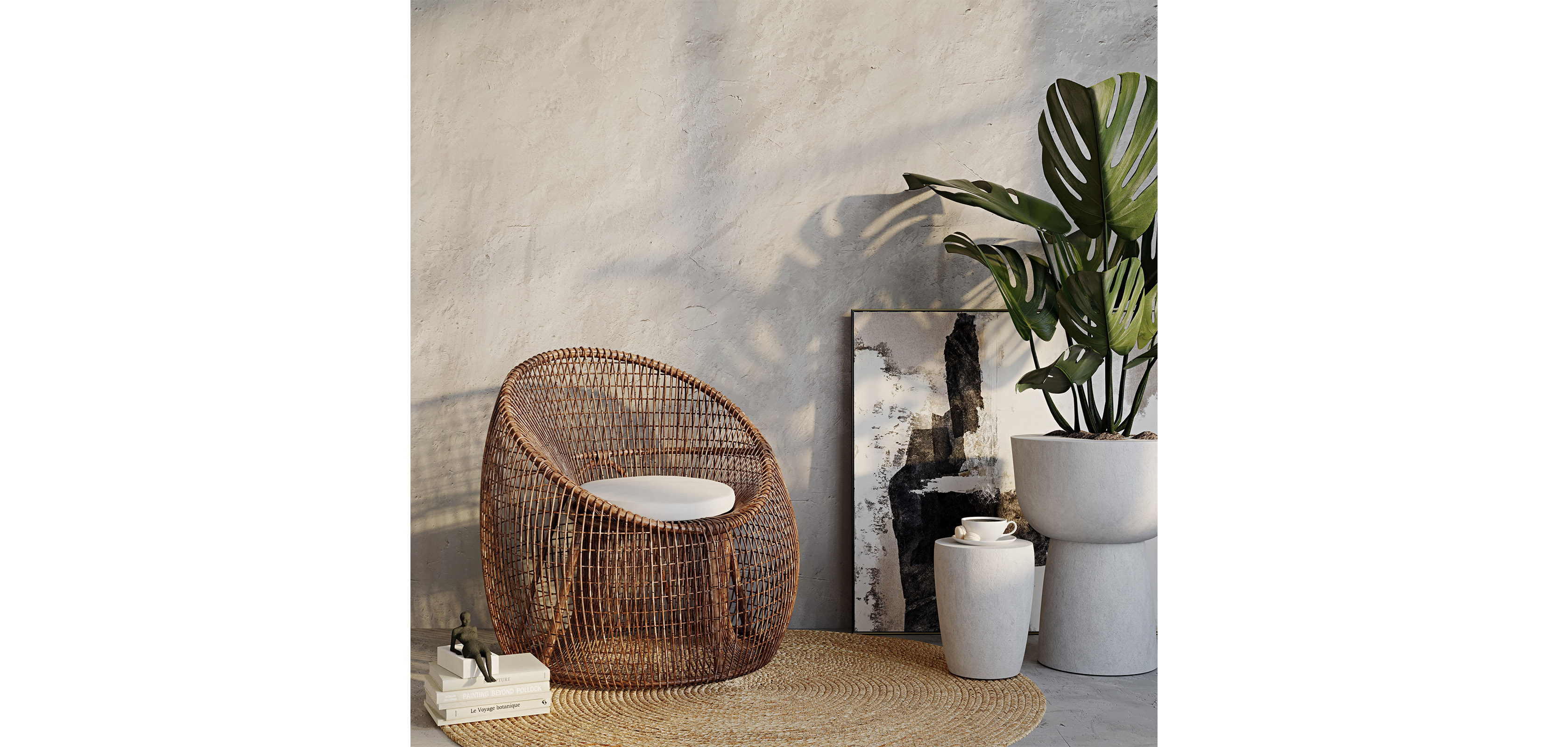 Fauteuil Design De Jardin En Rotin, Design Boho Bali - Asan Blanc à ...