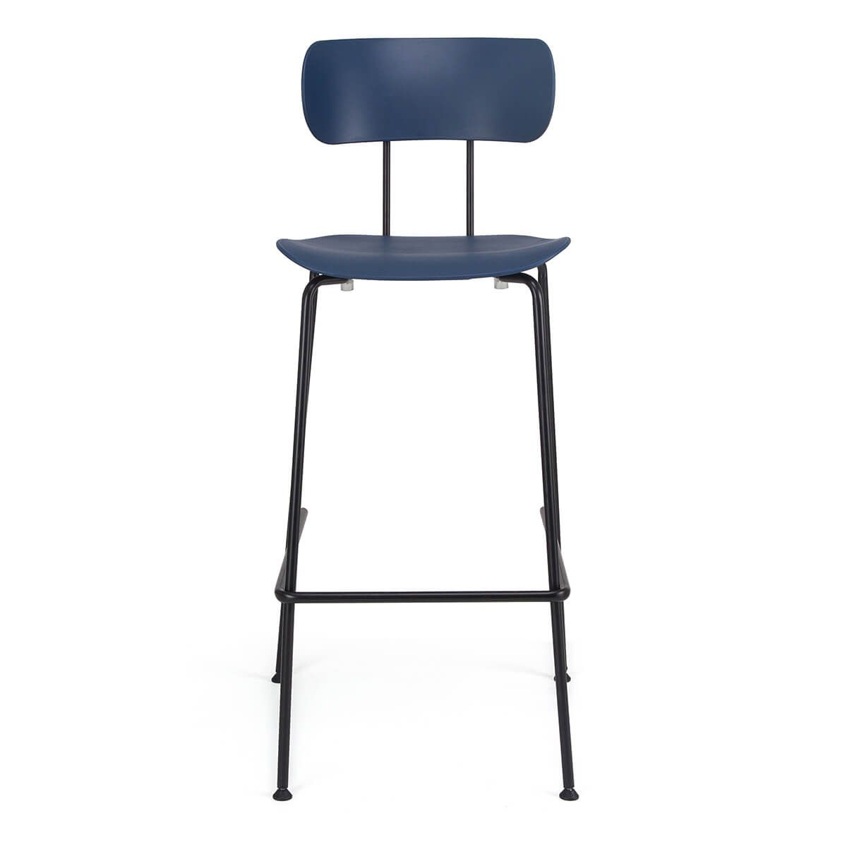Volpe - Lot De 2 Tabourets Bleu Marine Et Pieds Métal Noirs