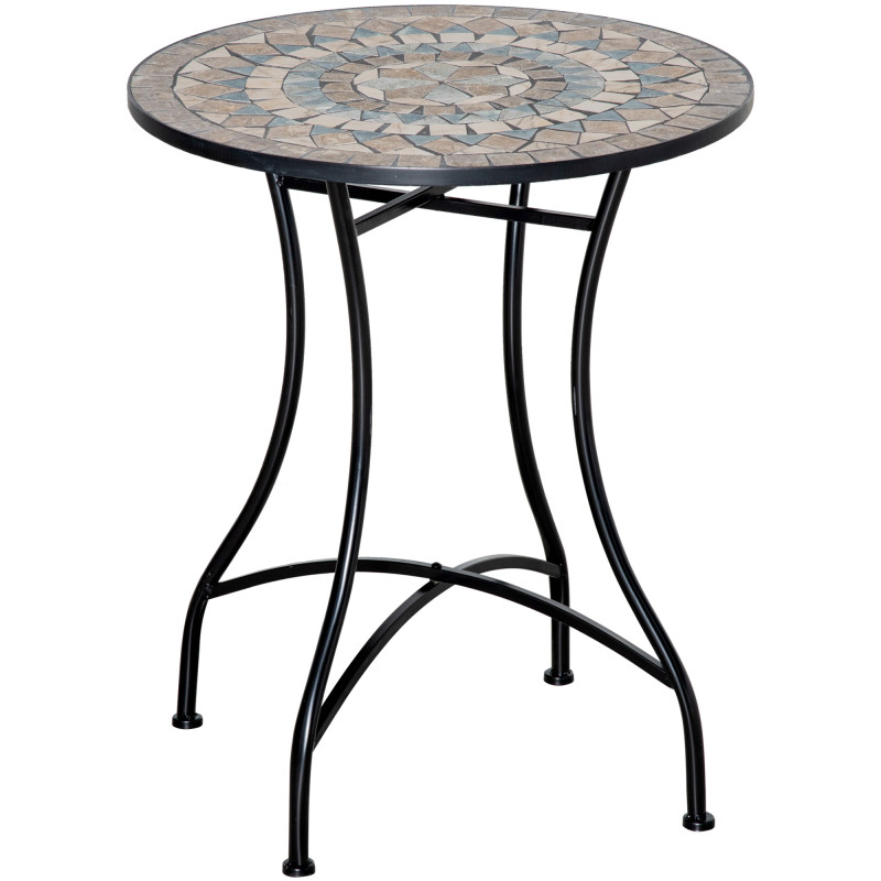 image: Image: Table Ronde Mosaïque Valery Noire Beige Vert