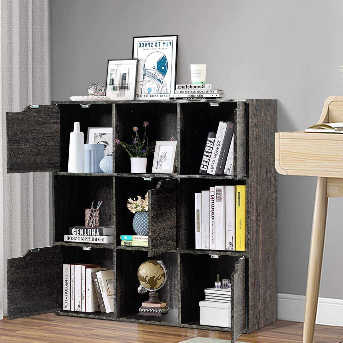Costway Bibliothèque De Rangement, Cube De Rangement 5 Avec Portes, Idéal Pour Salon