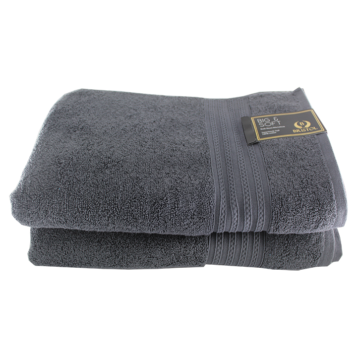 Big and Soft Luxury 600gsm 100% Cotton Towel – Bath Towel – Pack of 2 - Dark Grey