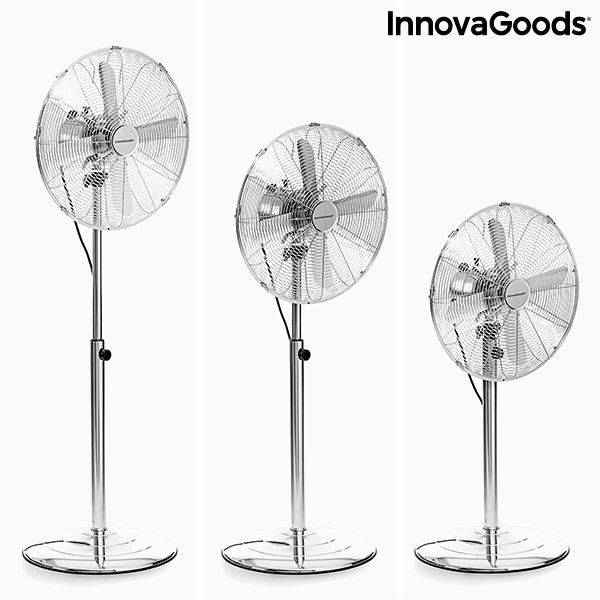Ventilateur Sur Pied Chrome Retro Innovagoods Ø 40 Cm 55w