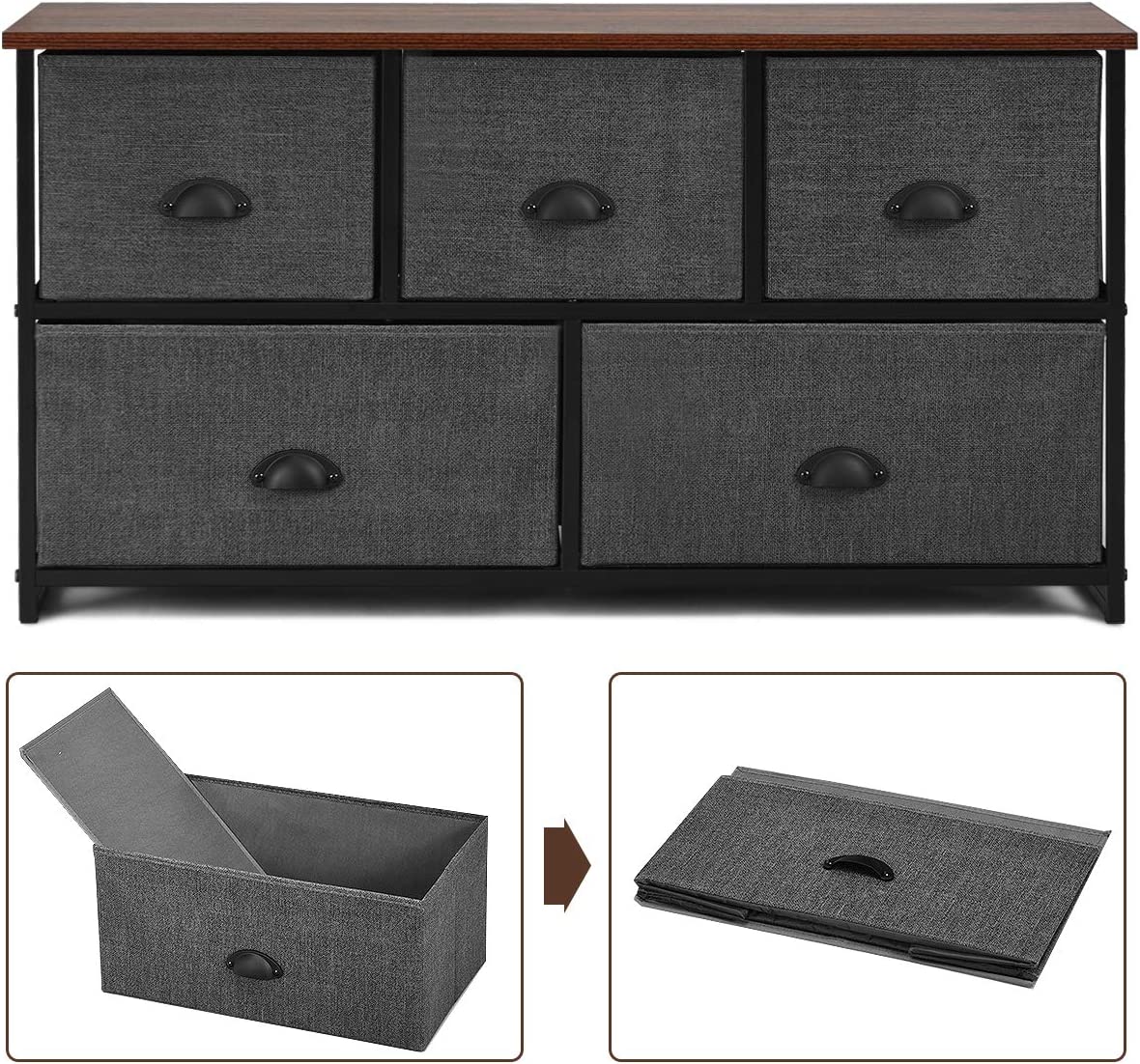 Meuble De Rangement À 5 Tiroirs Amovibles Étagère 247,5 X 30,5 X 147,5 Cm