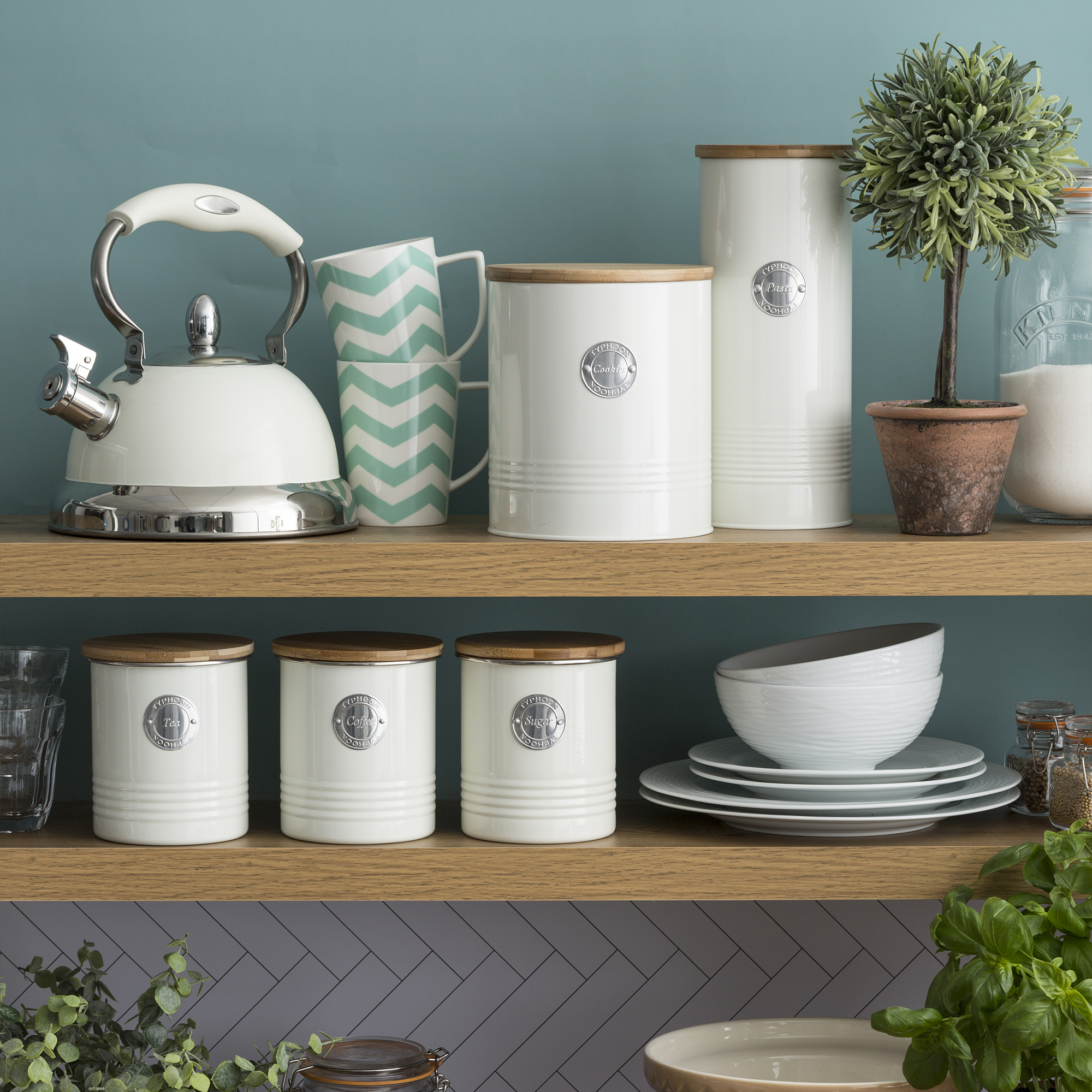 Boîte De Conservation Pour Café Look Vintage Bleu Clair