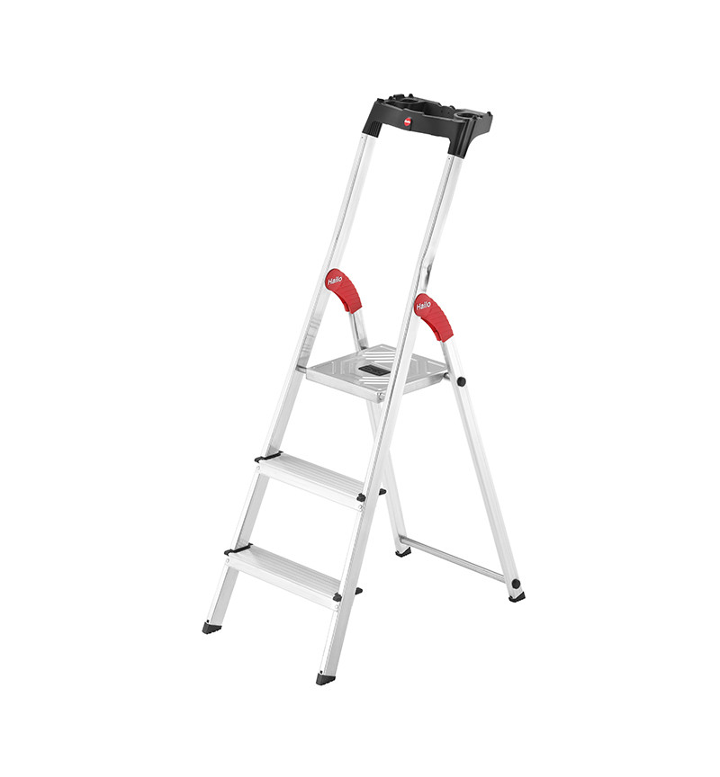 Escabeau Hailo L60 Sécurisé Pliable - 3 Marches - 2.37m - En Alu Ultra Léger