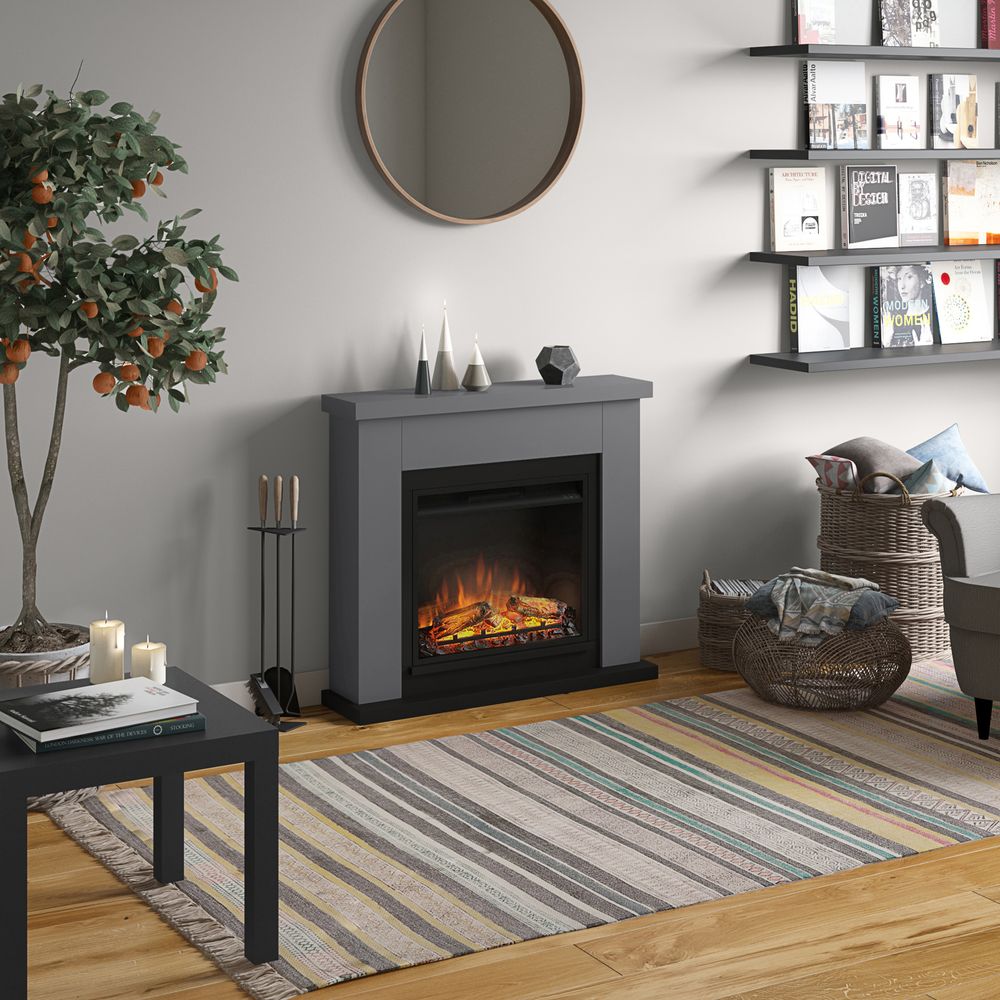 Cheminée Électrique Décorative "frode" Gris Foncé - Powerflame à Prix ...
