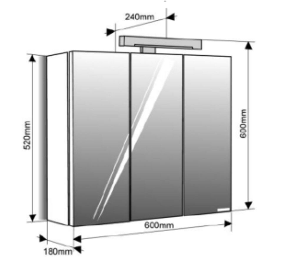 Armoire De Toilette Éclairante 60 Cm 3 Portes Miroirs Blanc Mat Prise Ute Pian'o Allibert à Prix