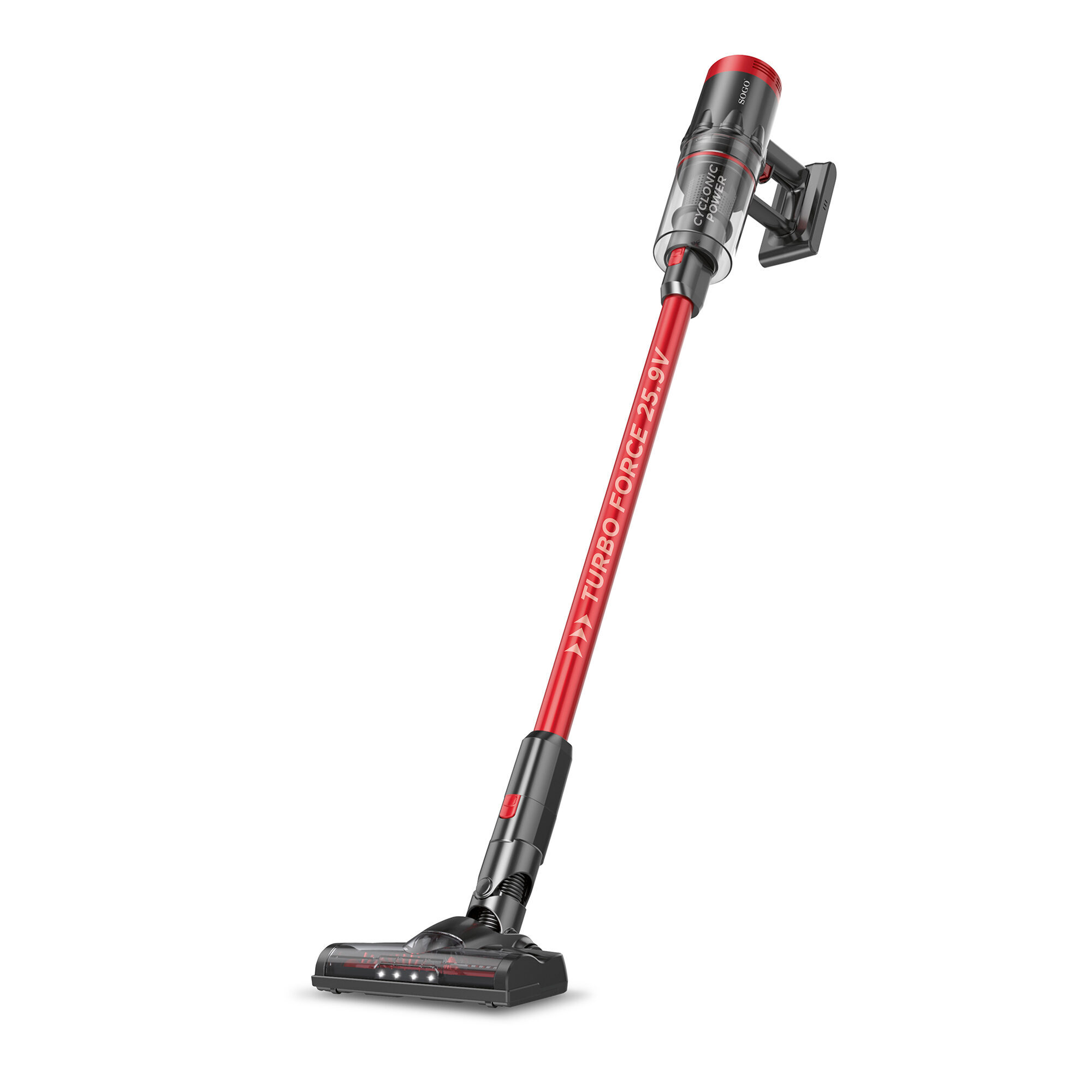 SOGO Aspirapolvere Bastone Ricaricabile Senza Sacco 25.9V, Motore Brushless, Autonomia 40 min, 21kPa, LED, Accessori, Verticale e Portatile